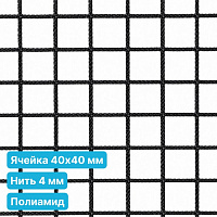 Антидроновая сетка 40х40 4 мм полиамидная черная безузловая